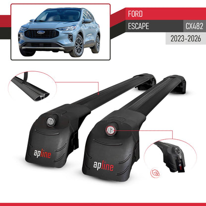 Compatible with Ford Escape (CX482) 2023-2026 ACE-2 Model Car Roof Rack Cross Bar Black Aluminium 2 Bars