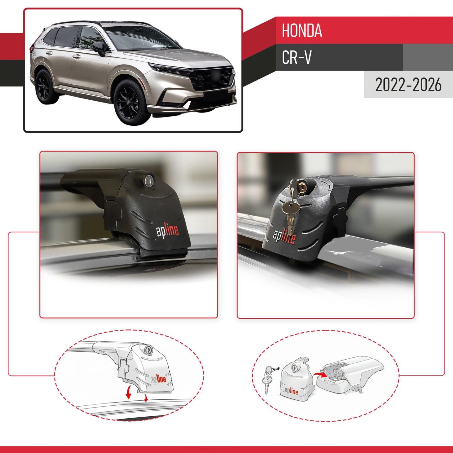 Compatible with Honda CR-V 2022-2026 ACE-2 Model Car Roof Rack Cross Bar Black Aluminium 2 Bars