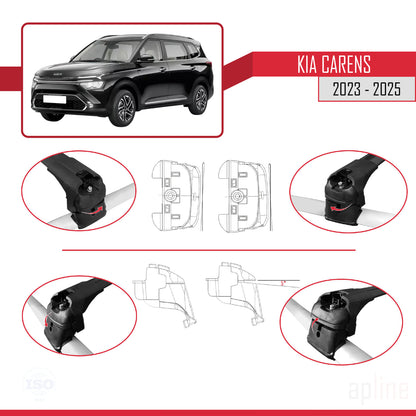Compatible with Kia Carens 2023-2025 ACE-2 Car Roof Rack Cross Bar Black Aluminium 2 Bars