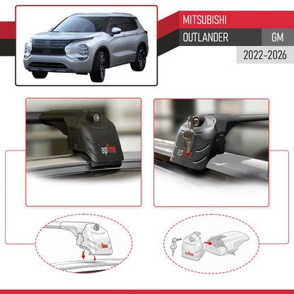Compatible with Mitsubishi Outlander (GM) 2022-2026 ACE-2 Model Car Roof Rack Cross Bar Black Aluminium 2 Bars