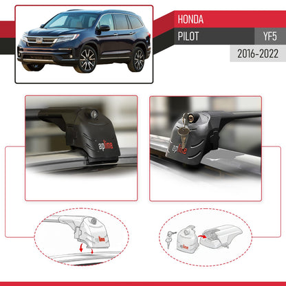 Compatible with Honda Pilot (YF5) 2016-2022 ACE-2 Model Car Roof Rack Cross Bar Black Aluminium 2 Bars