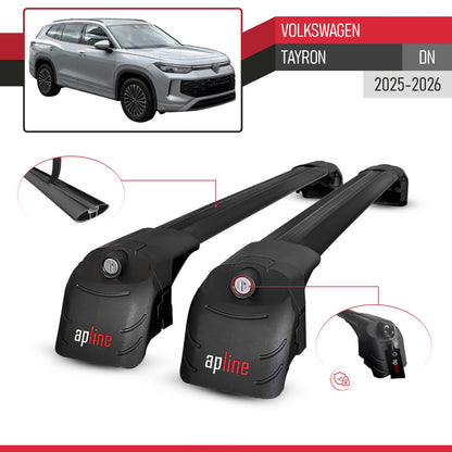 Compatible with Volkswagen Tayron (DN) 2025-2026 ACE-2 Model Car Roof Rack Cross Bar Black Aluminium 2 Bars