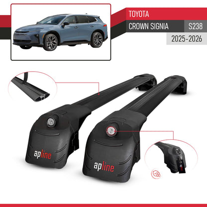 Compatible with Toyota Crown Signia (S238) 2025-2026 ACE-2 Model Roof Rack Black 2 Aluminium Bars