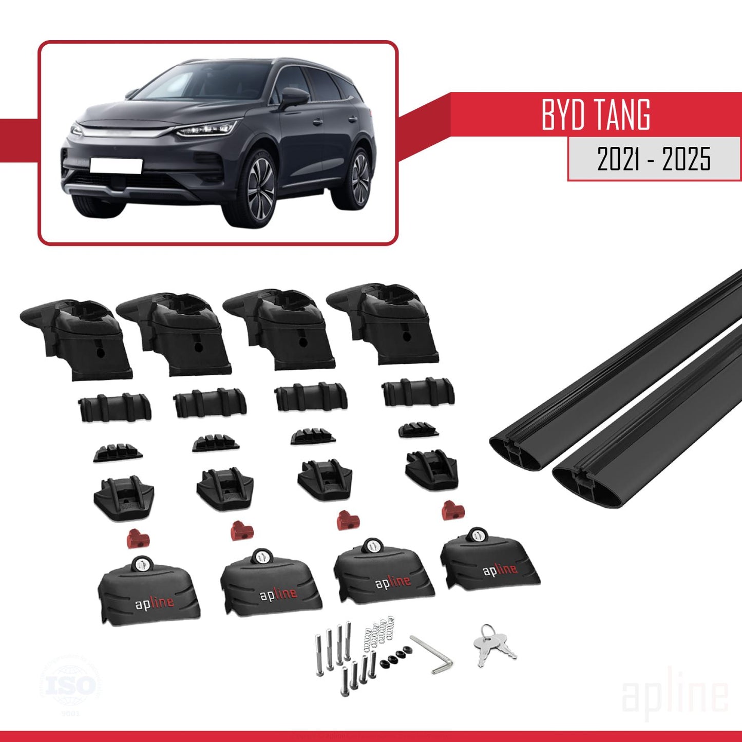 Compatible with BYD Tang 2021-2025 ACE-2 Car Roof Rack Cross Bar Black Aluminium 2 Bars