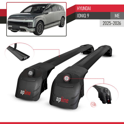 Compatible with Hyundai Ioniq 9 (ME) 2025-2026 ACE-2 Model Roof Rack Black 2 Aluminium Bars