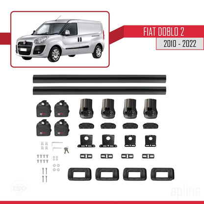 Compatible with Fiat Doblo 2 2010-2022 ACE-3 Car Roof Rack Cross Bar Black Aluminium 2 Bars