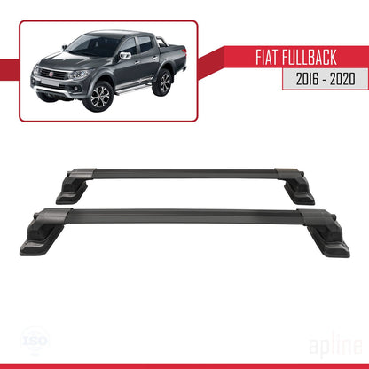 Compatible with Fiat Fullback 2016-2020 ACE-3 Car Roof Rack Cross Bar Black Aluminium 2 Bars