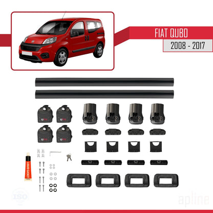 Compatible with Fiat Qubo 2008-2017 ACE-3 Car Roof Rack Cross Bar Black Aluminium 2 Bars