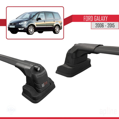 Compatible with Ford Galaxy (MK3) 2006-2015 ACE-3 Car Roof Rack Cross Bar Black Aluminium 2 Bars