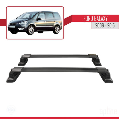 Compatible with Ford Galaxy (MK3) 2006-2015 ACE-3 Car Roof Rack Cross Bar Black Aluminium 2 Bars