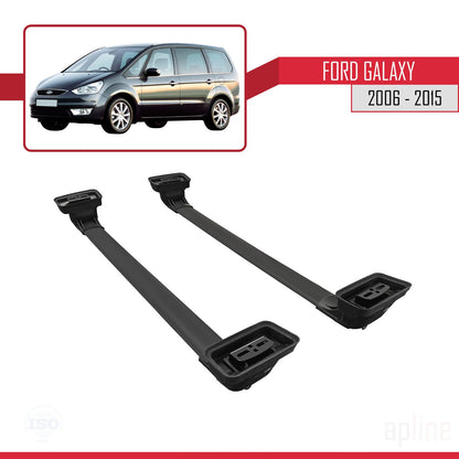 Compatible with Ford Galaxy (MK3) 2006-2015 ACE-3 Car Roof Rack Cross Bar Black Aluminium 2 Bars