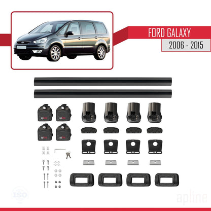 Compatible with Ford Galaxy (MK3) 2006-2015 ACE-3 Car Roof Rack Cross Bar Black Aluminium 2 Bars