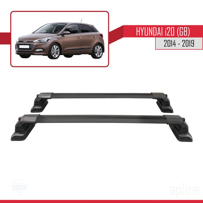 Compatible with Hyundai i20 (GB) 2014-2019 ACE-3 Car Roof Rack Cross Bar Black Aluminium 2 Bars