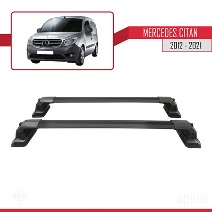 Compatible with Mercedes Benz Citan 2012-2021 ACE-3 Car Roof Rack Cross Bar Black Aluminium 2 Bars