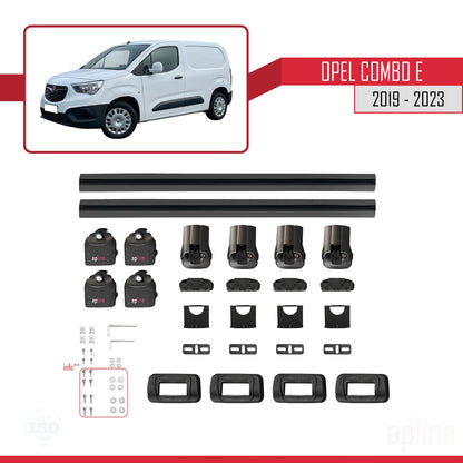 Compatible with Opel Combo E 2019-2023 ACE-3 Car Roof Rack Cross Bar Black Aluminium 2 Bars