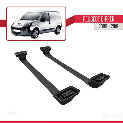 Compatible with Peugeot Bipper 2008-2018 ACE-3 Car Roof Rack Cross Bar Black Aluminium 2 Bars