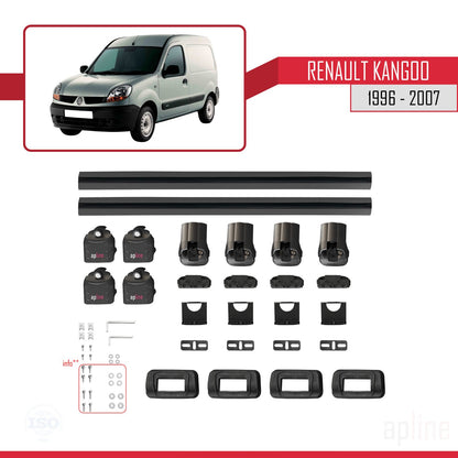 Compatible with Renault Kangoo 1996-2007 ACE-3 Car Roof Rack Cross Bar Black Aluminium 2 Bars