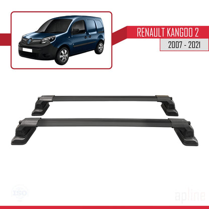 Compatible with Renault Kangoo 2 2007-2021 ACE-3 Car Roof Rack Cross Bar Black Aluminium 2 Bars