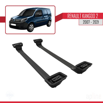 Compatible with Renault Kangoo 2 2007-2021 ACE-3 Car Roof Rack Cross Bar Black Aluminium 2 Bars
