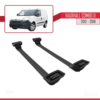 Compatible with Vauxhall Combo D 2012-2018 ACE-3 Car Roof Rack Cross Bar Black Aluminium 2 Bars
