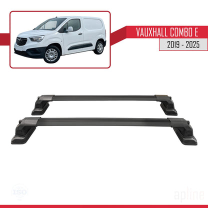 Compatible with Vauxhall Combo E 2019-2025 ACE-3 Car Roof Rack Cross Bar Black Aluminium 2 Bars