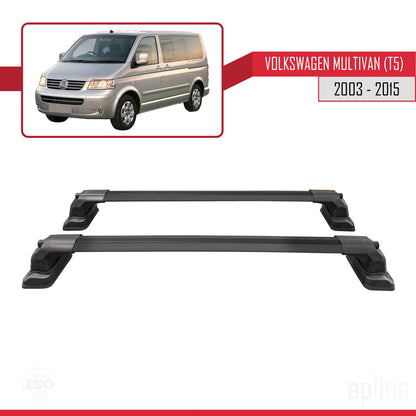 Compatible with Volkswagen Multivan (T5) 2003-2015 ACE-3 Car Roof Rack Cross Bar Black Aluminium 2 Bars