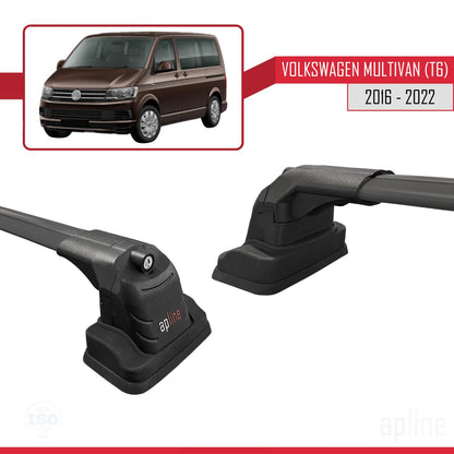 Compatible with Volkswagen Multivan (T6) 2016-2022 ACE-3 Car Roof Rack Cross Bar Black Aluminium 2 Bars