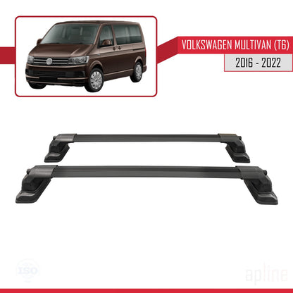 Compatible with Volkswagen Multivan (T6) 2016-2022 ACE-3 Car Roof Rack Cross Bar Black Aluminium 2 Bars