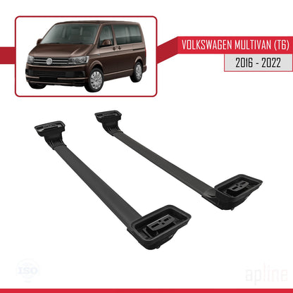 Compatible with Volkswagen Multivan (T6) 2016-2022 ACE-3 Car Roof Rack Cross Bar Black Aluminium 2 Bars
