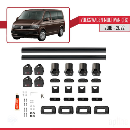 Compatible with Volkswagen Multivan (T6) 2016-2022 ACE-3 Car Roof Rack Cross Bar Black Aluminium 2 Bars