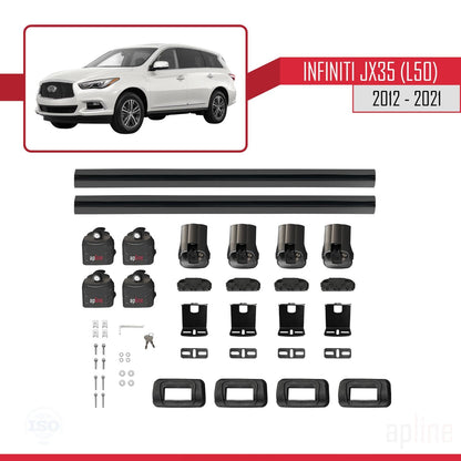 Compatible with Infiniti JX35 (L50) 2012-2021 ACE-3 Car Roof Rack Cross Bar Black Aluminium 2 Bars