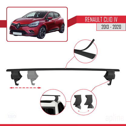 Compatible with Renault Clio 4 2013-2020 ACE-4 Car Roof Rack Cross Bar Black Aluminium 2 Bars