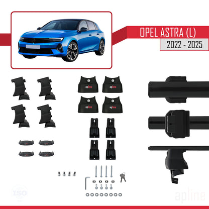 Compatible with Opel Astra L (C02) 2022-2025 ACE-4 Car Roof Rack Cross Bar Black Aluminium 2 Bars