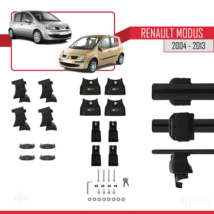 Compatible with Renault Modus 2004-2013 ACE-4 Car Roof Rack Cross Bar Black Aluminium 2 Bars
