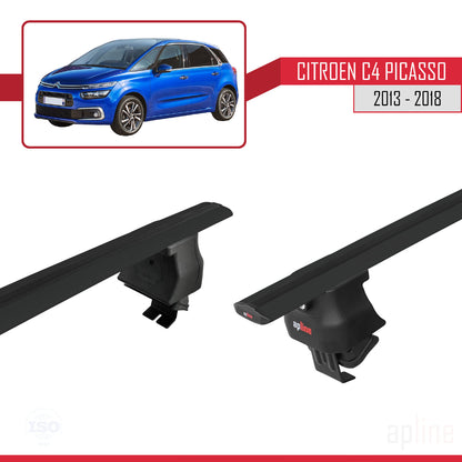 Compatible with Citroen C4 Picasso 2 2013-2018 ACE-4 Car Roof Rack Cross Bar Black Aluminium 2 Bars