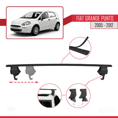 Compatible with Fiat Grande Punto (199) 2005-2012 ACE-4 Car Roof Rack Cross Bar Black Aluminium 2 Bars