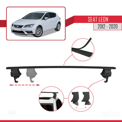 Compatible with Seat Leon 3 (5F) 2012-2020 ACE-4 Car Roof Rack Cross Bar Black Aluminium 2 Bars