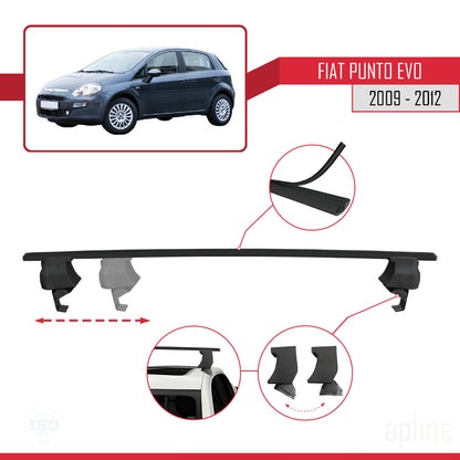 Compatible with Fiat Punto Evo (199) 2009-2012 ACE-4 Car Roof Rack Cross Bar Black Aluminium 2 Bars