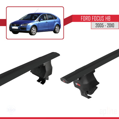 Compatible with Ford Focus 2 (C307) HB 2005-2010 ACE-4 Car Roof Rack Cross Bar Black Aluminium 2 Bars