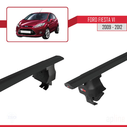 Compatible with Ford Fiesta 6 Pre-Facelift 2009-2012 ACE-4 Car Roof Rack Cross Bar Black Aluminium 2 Bars