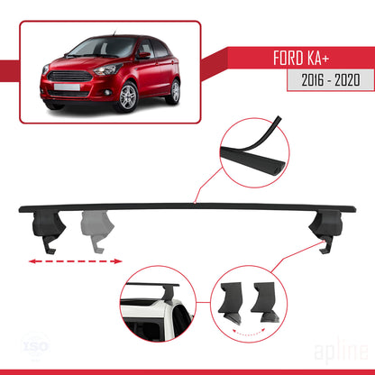 Compatible with Ford Ka+ 2016-2020 ACE-4 Car Roof Rack Cross Bar Black Aluminium 2 Bars