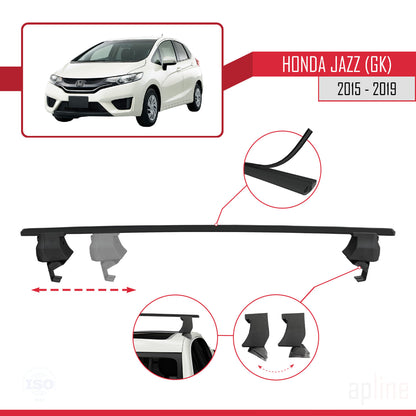 Compatible with Honda Jazz 3 (GK) 2015-2019 ACE-4 Car Roof Rack Cross Bar Black Aluminium 2 Bars