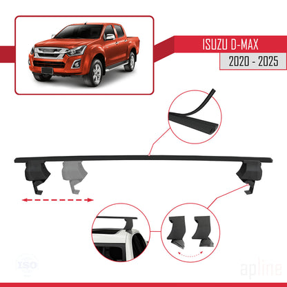 Compatible with Isuzu D-Max 3 (RG01) 2020-2025 ACE-4 Car Roof Rack Cross Bar Black Aluminium 2 Bars