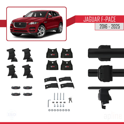 Compatible with Jaguar F-Pace (X761) 2016-2025 ACE-4 Car Roof Rack Cross Bar Black Aluminium 2 Bars
