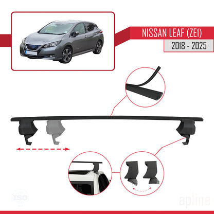 Compatible with Nissan Leaf 2 (ZE1) 2018-2025 ACE-4 Car Roof Rack Cross Bar Black Aluminium 2 Bars