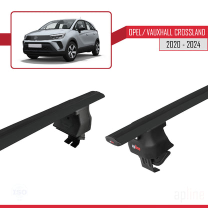 Compatible with Opel/Vauxhall Crossland 2020-2024 ACE-4 Car Roof Rack Cross Bar Black Aluminium 2 Bars