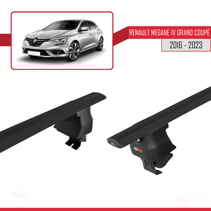 Compatible with Renault Megane 4 (BFB) Grand Coupé 2016-2023 ACE-4 Car Roof Rack Cross Bar Black Aluminium 2 Bars