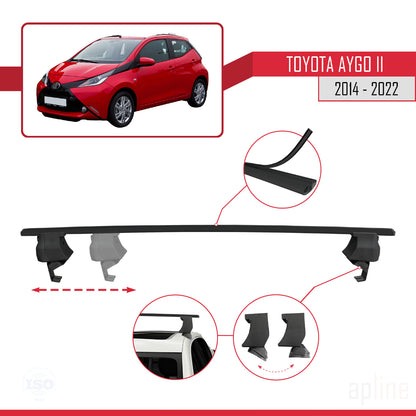 Compatible with Toyota Aygo 2 2014-2022 ACE-4 Car Roof Rack Cross Bar Black Aluminium 2 Bars