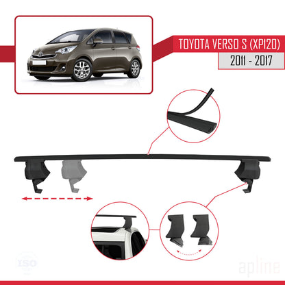 Compatible with Toyota Verso S (XP120) 2011-2017 ACE-4 Car Roof Rack Cross Bar Black Aluminium 2 Bars