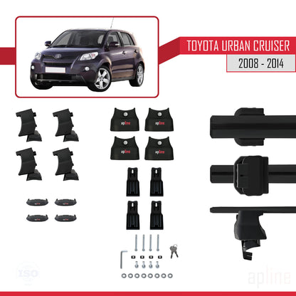 Compatible with Toyota Urban Cruiser 2008-2014 ACE-4 Car Roof Rack Cross Bar Black Aluminium 2 Bars